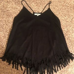 Faux Suede Fringe Tank - Boutique